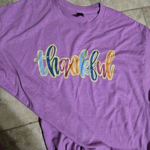 Purple Thankful Graphic Women's Top